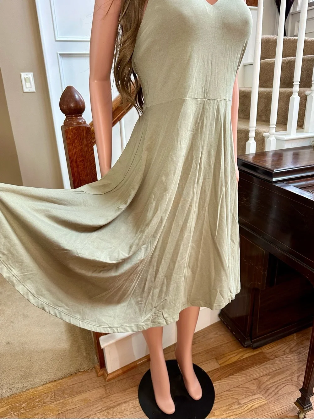 NWT Land’s End Olive Halter Fit-and-Flare Dress